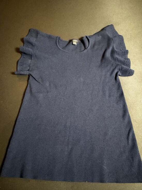 Ann Taylor Tops - Ann Taylor Navy Blue Ruffle Flutter Sleeve Knit Top Size S